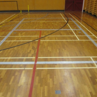 School sports hall sanded, resealed and markings redone